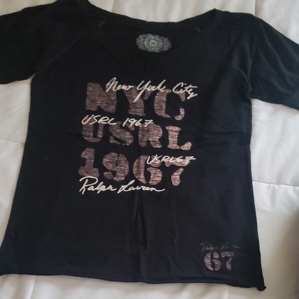 Ralph Lauren Black Tee with White Graphic